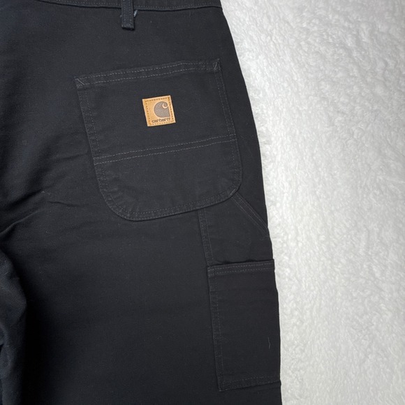 Carhartt B111 BLK Washed Duck Work Dungaree Flannel Lined Pants Black 40x30 NWT - Picture 8 of 11